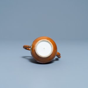 A Chinese famille rose capucin brown-ground ewer and cover, Yongzheng — photo 8