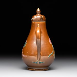A Chinese famille rose capucin-brown-ground 'Magu' ewer and cover, Yongzheng/Qianlong — photo 2