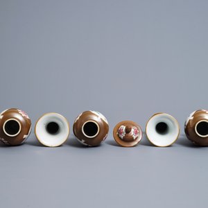A Chinese famille rose capucin-ground five-piece garniture, Qianlong — photo 5