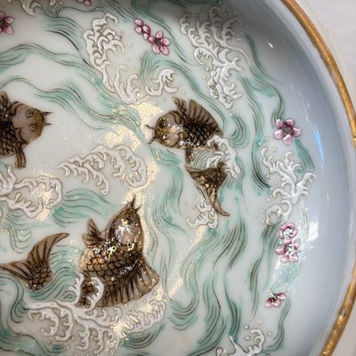 A Chinese famille rose 'Carps among Waves' brush washer — photo 8