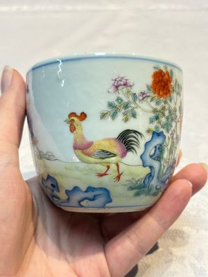 A Chinese famille rose 'Chicken' cup, Qianlong mark, Republic — photo 3