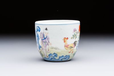 A Chinese famille rose 'Chicken' cup, Qianlong mark, Republic