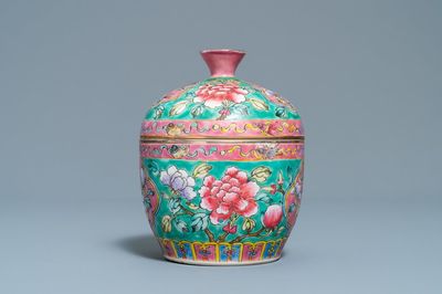 A Chinese famille rose 'chupu' bowl and cover for the Straits or Peranakan market, 19th C.