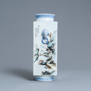 A Chinese famille rose 'cong' vase, seal mark, Republic — photo 3