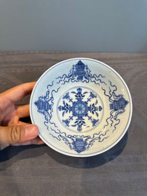 A Chinese famille rose coral-red-ground 'antiquities' bowl, Yongzheng mark, Republic — photo 10