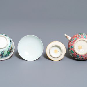 A Chinese famille rose covered bowl and a teapot, Yongzheng — photo 7