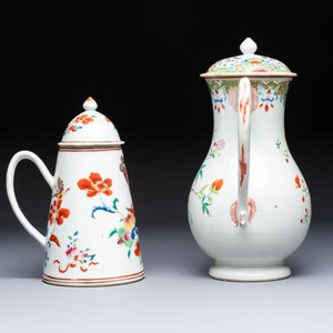 A Chinese famille rose covered ewer, a covered chocolate pot, a bowl and a dish, Qianlong — photo 11