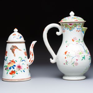 A Chinese famille rose covered ewer, a covered chocolate pot, a bowl and a dish, Qianlong — photo 12
