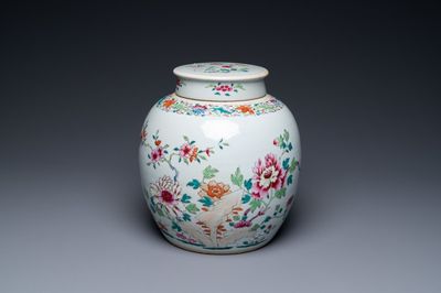 A Chinese famille rose covered jar with floral design, Qianlong