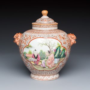 A Chinese famille rose covered vase with figures and a poem — photo 1