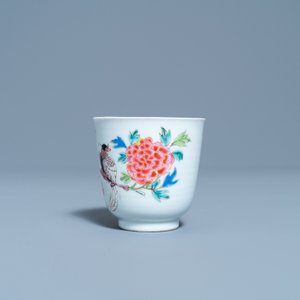 A Chinese famille rose cup and saucer with a bird on a blossoming branch, Yongzheng — photo 5
