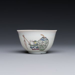 A Chinese famille rose cup and saucer with a court lady and a boy, Yongzheng — photo 5