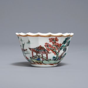 A Chinese famille rose cup and saucer with fishermen, Yongzheng — photo 6