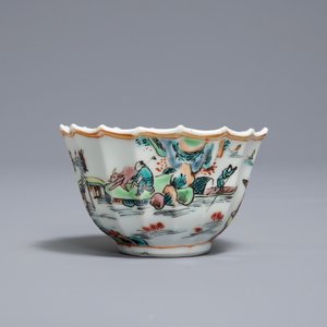 A Chinese famille rose cup and saucer with fishermen, Yongzheng — photo 5