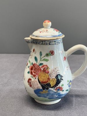 A Chinese famille rose dish, a teapot, a milk jug and a cup, Yongzheng/Qianlong — photo 6