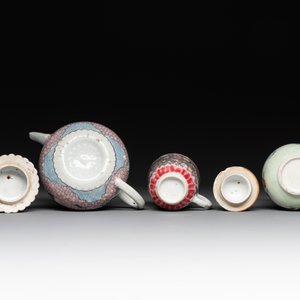 A Chinese famille rose dish, a teapot, a milk jug and a cup, Yongzheng/Qianlong — photo 8