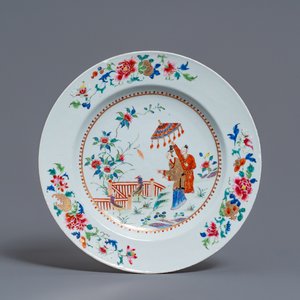 A Chinese famille rose dish after Cornelis Pronk: 'Dames au Parasol', Qianlong — photo 1