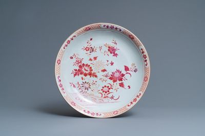 A Chinese famille rose dish with floral design, Qianlong