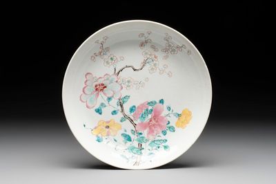 A Chinese famille rose dish with floral design, Yongzheng