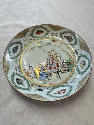 A Chinese famille rose 'Doctor's Visit' plate after Cornelis Pronk, Qianlong — photo 1