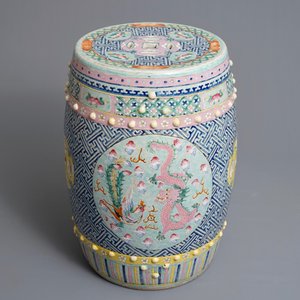 A Chinese famille rose 'dragon and phoenix' garden seat, 19th C. — 照片 7
