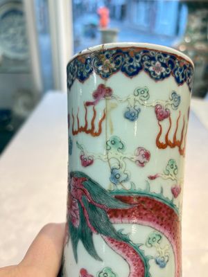 A Chinese famille rose 'Dragon and Phoenix' 'Tianqiuping' vase, 19/20th C. — foto 11