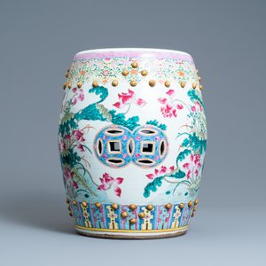 A Chinese famille rose 'ducks in a lotus pond' garden seat, 19th C. — 照片 2