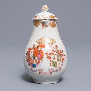 A Chinese famille rose Dutch market armorial milk jug, arms of De Riet and Bouillon accollé, Qianlong — 照片 5