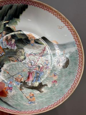 A Chinese famille rose eggshell 'immortals' plate, Qianlong mark, 20th C. — photo 4