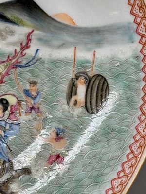A Chinese famille rose eggshell 'immortals' plate, Qianlong mark, 20th C. — photo 6