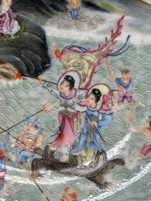 A Chinese famille rose eggshell 'immortals' plate, Qianlong mark, 20th C. — photo 7