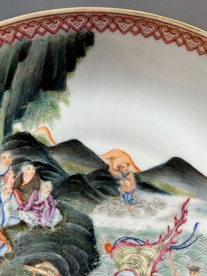 A Chinese famille rose eggshell 'immortals' plate, Qianlong mark, 20th C. — photo 9