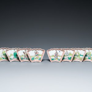 A Chinese famille rose eight-piece 'immortals' sweetmeat set, 19th C. — photo 1