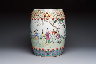 A Chinese famille rose 'Elegant Beauties' garden seat, 20th C.