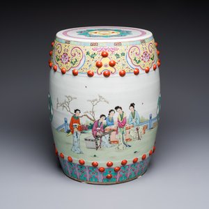 A Chinese famille rose 'Elegant Beauties' garden seat, 20th C. — 照片 5