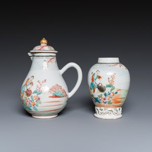 A Chinese famille rose 'European subject' milk jug and tea caddy, Qianlong — 照片 4