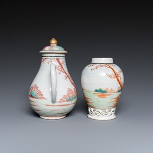 A Chinese famille rose 'European subject' milk jug and tea caddy, Qianlong — 照片 5