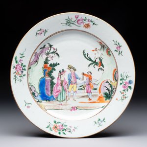 A Chinese famille rose 'European subject' plate, Qianlong, ca. 1760 — photo 1