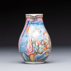 A Chinese famille rose export milk jug, two salts and a barrel-shaped tankard, Qianlong — 照片 11