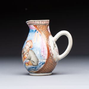 A Chinese famille rose export milk jug, two salts and a barrel-shaped tankard, Qianlong — 照片 8