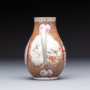 A Chinese famille rose export milk jug, two salts and a barrel-shaped tankard, Qianlong — 照片 9