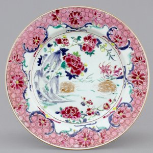A Chinese famille rose export porcelain quails plate, Qianlong, 18th C. — photo 1
