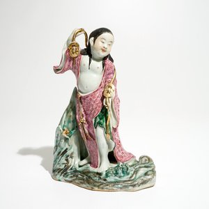 A Chinese famille rose figure of Liu Hai with the toad, 20th C. — photo 1