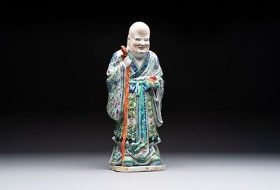 A Chinese famille rose figure of Shoulao, 19th C.