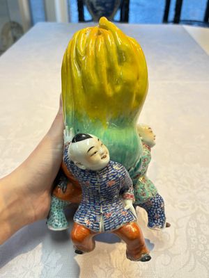 A Chinese famille rose figure of three boys holding a Buddha’s hand, Republic — photo 5