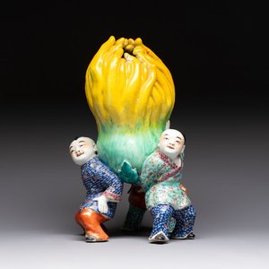 A Chinese famille rose figure of three boys holding a Buddha’s hand, Republic — photo 1