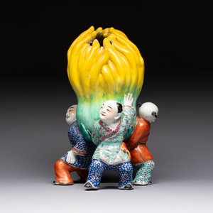 A Chinese famille rose figure of three boys holding a Buddha’s hand, Republic — photo 2