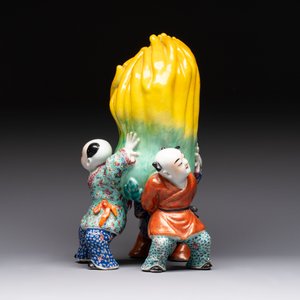 A Chinese famille rose figure of three boys holding a Buddha’s hand, Republic — photo 3