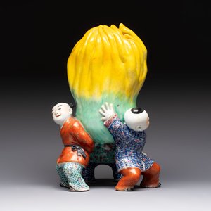 A Chinese famille rose figure of three boys holding a Buddha’s hand, Republic — photo 4