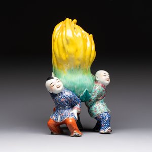 A Chinese famille rose figure of three boys holding a Buddha’s hand, Republic — photo 5